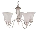 5 light silver mist chandelier, alabaster glass