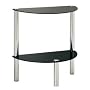 Black Glass and Chrome 2-Tier Half Moon Side End Coffee Table