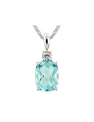 9x7mm Antique Shaped Blue Topaz and White Topaz Pendant- Free 18 Inch Chain Included