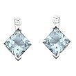14K White Gold Sky Blue Topaz and Diamond Earrings