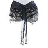 Plus Size Belly Dancing Hip Scarf – Black/Silver