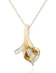 10k Gold Calla Lily Diamond Pendant (0.06 cttw, I-J Color, I2-I3 Clarity), 18"