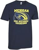 NCAA Vintage 1997 Michigan Wolverines Football National Champions Navy Short Sleeve Tee-Shirt