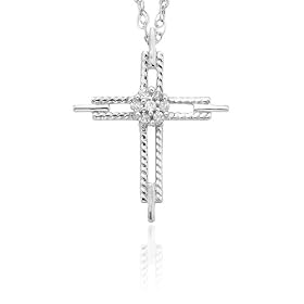 10k Choice of White or Yellow Gold Diamond Cross Pendant (.03 cttw, J-K Color, I2-I3 Clarity)