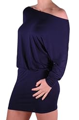 Bateau Neck Banding Jersey Long Sleeves Off the Shoulder  Dress