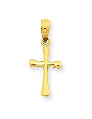 14k Gold Small Polished Cross Charm