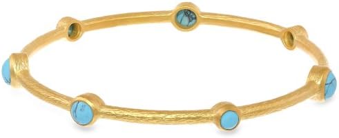 Eddera Jewelry "Medici" Gold-Plated and Turquoise Bangle Bracelet, 8"