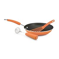 Rachael Ray Porcelain Enamel 3-Piece Omelette 'Egg Buddy' Set, Orange