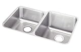 Elkay ELUH3120L Gourmet Lustertone 31-1/4-Inch by 20-1/2-Inch Stainless Steel Double-Bowl Undermount Kitchen Sink, Lustertone Satin Finish