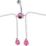 SWAROVSKI Passion Pink TEARDROP Dangle BELLY CHAIN