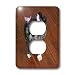 Jos Fauxtographee Realistic - Cute Shiatsu Lhasas Pet Doggie with Pink Bows After Just Having Been Groomed on hard Wood Floors - Light Switch Covers - 2 plug outlet cover
