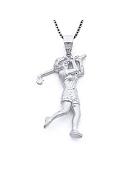 Sterling Silver Female Golf Player Necklace Pendant with Box Chain