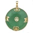 14k Gold & Green Jade "Good Luck" Donut Pendant