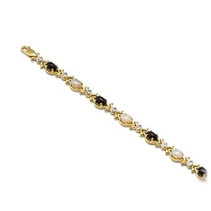 Black Coral Bracelet with Opal in 14K Yellow Gold by 