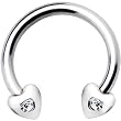 Silver 925 Clear Crystal Heart Horseshoe Circular Barbell