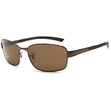 Ray-Ban RB3413P Rectangular Polarized Sunglasses,Brown Frame/Brown Gradient Lens,59 mm