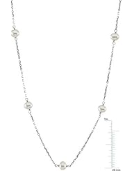 14 Karat White Gold Pearl Station 18 inch Necklace