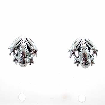 Sterling Silver Frog Stud Earrings, #11514