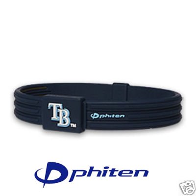 Phiten MLB Authentic Bracelet, Tampa Bay Rays, Medium (6.75 Inches)