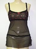 Affinitas Britnie Embroidered mesh babydoll Style S7B09. Black