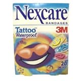 Nexcare Tattoo Waterproof Bandages, Cool Collection #594-20, Assorted Sizes, 20 Bandages/box