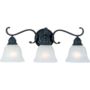 Maxim Lighting 11810ICBK Linda 3-Light Bath Vanity, Black with Ice Glass by 