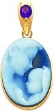 14K Gold Mother Baby February Cameo Pendant Jewelry