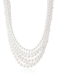 Roman Bride Faux White Pearl 6-Strand Necklace, 22.5"