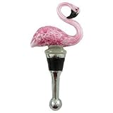 LS Arts Tiki Pink Flamingo Wine Bottle Glass Art Topper Stopper