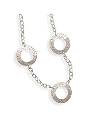 Sterling Silver 31 Inch Necklace with Hammered Discs