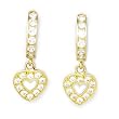 14K Yellow Gold CZ Sweetheart Huggy Earrings