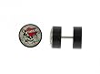 Genuine Ed Hardy Anodized Black Fake Plug - "Love Kills Slowly" Logo -16g Wire - 10mm - Sold as a Pair