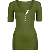 FULL TILT Womens Henley - Olive