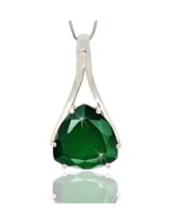 Silver Trendz 8ctw Trillion Cut Emerald Gemstone Elements Sterling Silver Necklace