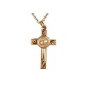 Gold 14k Plate Mustard Seed Cross Pendant 18" Gold Plate Chain.