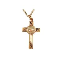 Gold 14k Plate Mustard Seed Cross Pendant 18 Gold Plate Chain.