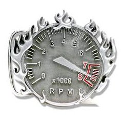 Flaming Rpm Gauge Belt Buckle