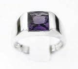 14k Buff Emerald-cut Amethyst Ring - Size 7.0 (Clearance Priced) in White Gold