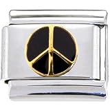 Black PEACE SIGN Italian Charm