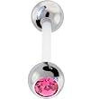 Pink Gem BIOPLAST Barbell Tongue Ring