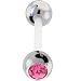 Pink Gem Bioplast Barbell Tongue Ring