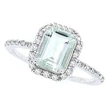 1.51ct Emerald Cut Green Amethyst and Diamond Gemstone Ring in 10Kt White Gold