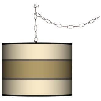 Tones of Beige Swag Style Plug-In Chandelier