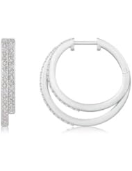 0.74 ct Twin Circle Round Diamond Hoop Earrings