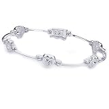Sterling Silver 5mm Heart Shape Cz Bracelet 7