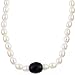 Freshwater Pearl and Charcoal Jade Barrel Necklace (7.5-8 mm) Freshwater Pearl and Charcoal Jade Barrel Necklace (7.5-8 mm)