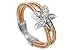 Jewelry : 18K Rose Gold, Matte-Finish Hand-Woven Double-Strand Mesh Ring, Enhanced with a White Gold Pave Set Diamond Flower.