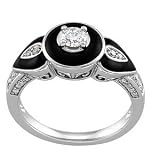 14 Karat Yellow Gold Black Onyx & Diamond Engagement Ring
