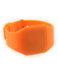 Magic Hidden Touch Screen Red LED Digital Watch Men Women Sport Cuff Wrist Watch Orange