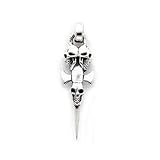 Pendant - Sterling Silver Skulls on Sword Pendant 82 mm over all Length